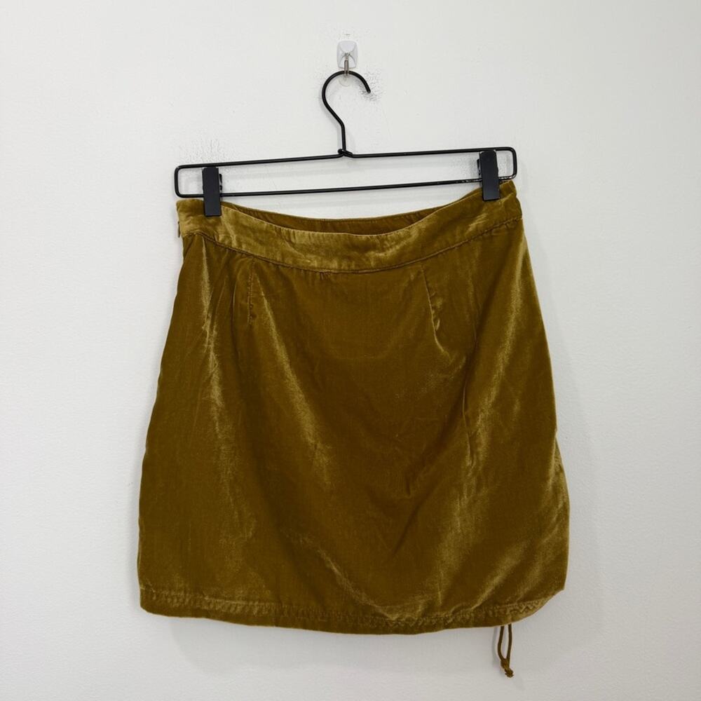 Free People Vivienne Velvet Ruched Mini Skirt Size 4 - Picture 2 of 6